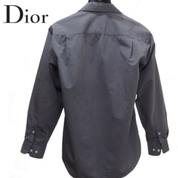 Christian Dior Mens Shirt Gray Casual S15 34/35 - Picture 3 of 6